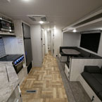 Interior Front to Back- Kitchen Galley, Into Bunk Room, U-Shaped Dinette, Sofa.

